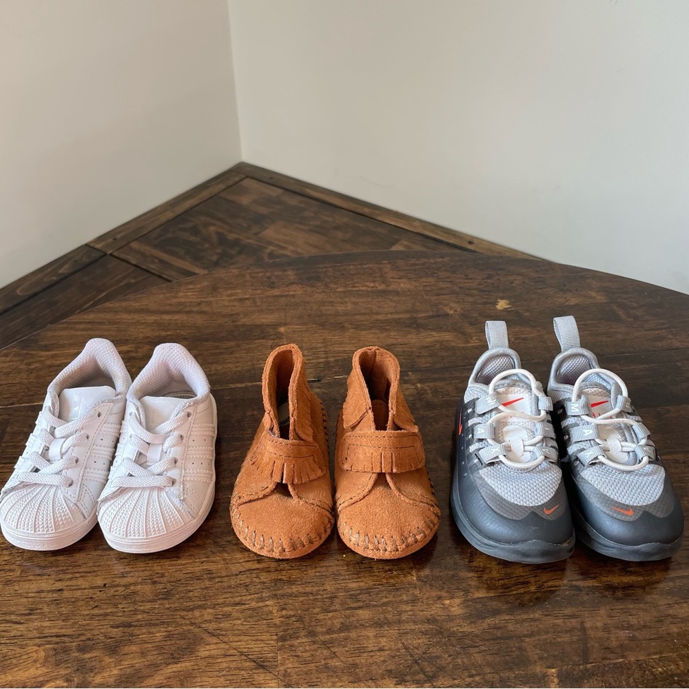 Baby Shoes Lot - Size 4 - adidas, Minnetonka, Nike